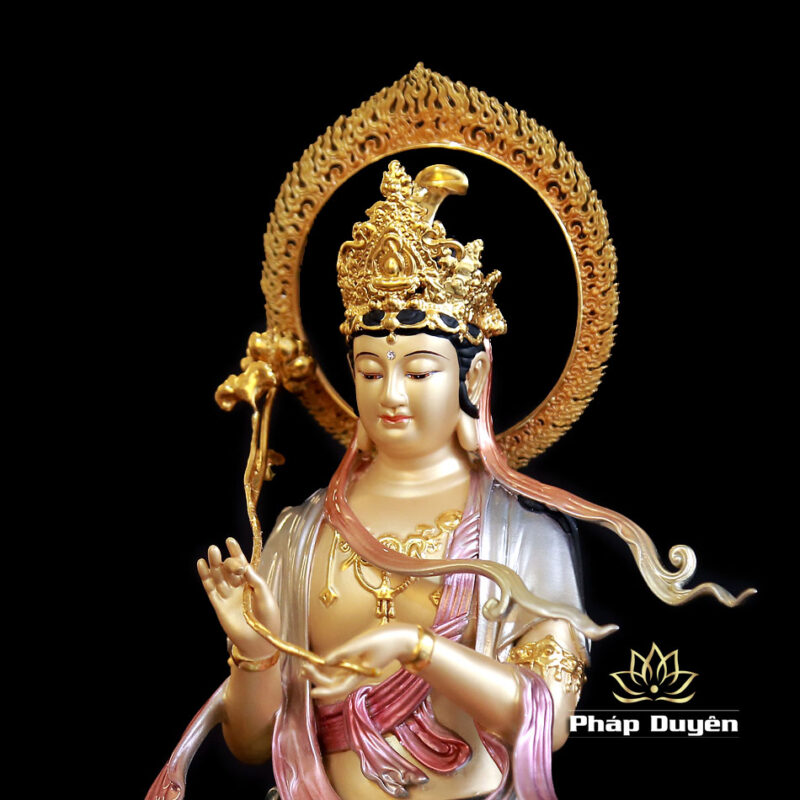 Tượng Văn Thù Phổ Hiền Ngồi Linh Thú Bằng Đồng Sơn Men Cổ, Nhiều Kích Thước - Ảnh 9