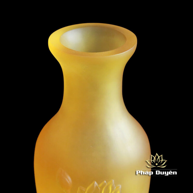 Lọ Hoa Lưu Ly Thanh Liên Vàng Hoa Sen Nổi, Cao 24cm - Ảnh 3
