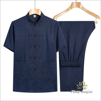 Alternative view of Bộ Quần Áo Nam Ngắn Tay Vải Lụa Băng, Màu Xanh, Size 39, 40, 41, 42