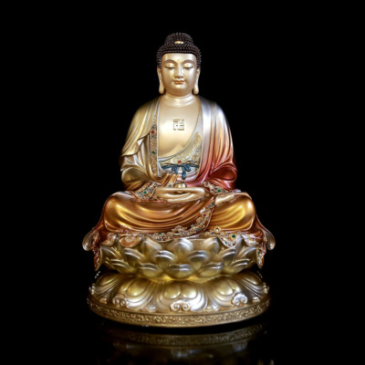 Tượng Bổn Sư Thích Ca Ngồi Đài Sen Bằng Đồng Sơn Màu Cổ, Cao 40cm