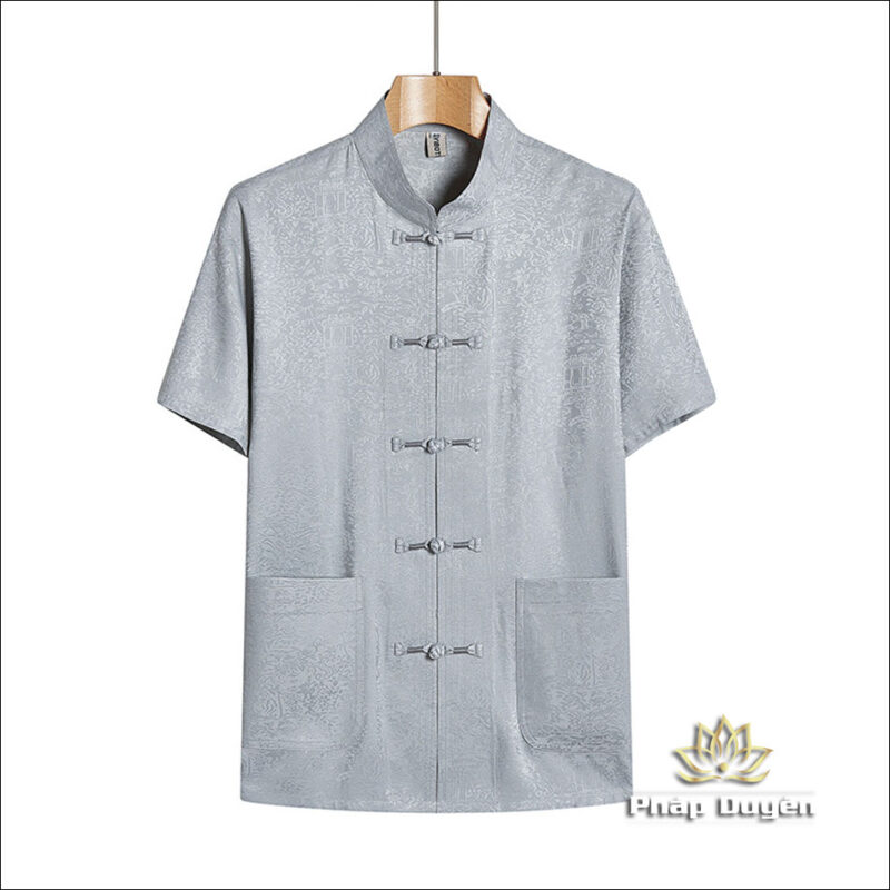 Bộ Quần Áo Nam Ngắn Tay Vải Lụa Băng, Xám Nhạt, Size 39, 40, 41, 42 - Ảnh 2