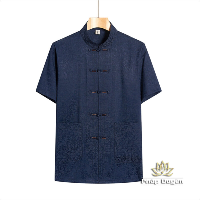 Bộ Quần Áo Nam Ngắn Tay Vải Lụa Băng, Màu Xanh, Size 39, 40, 41, 42 - Ảnh 3