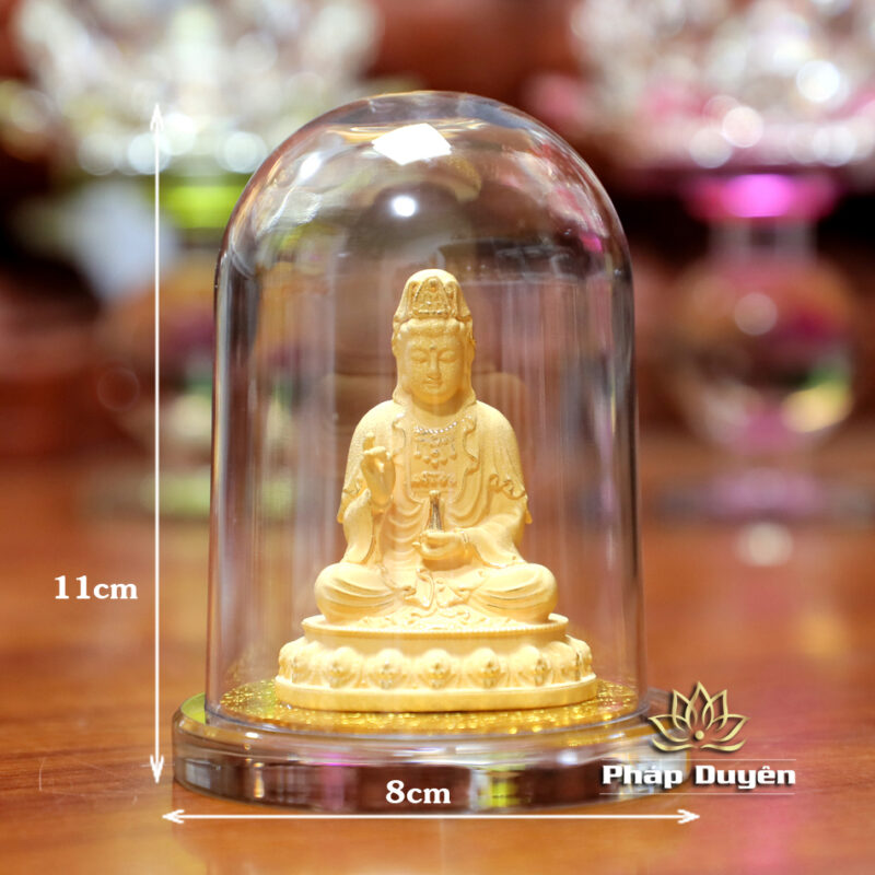 Tượng Ngài Quan Âm Ngồi Bằng Nhung Vàng Kim Sa, Để Xe Hơi, Để Bàn Làm Việc, Cao 11cm - Ảnh 6