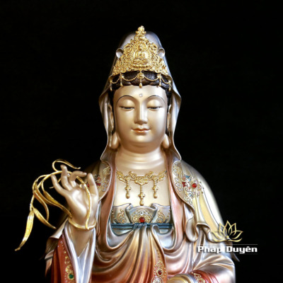 Alternative view of Tượng Quan Âm Ngồi Đài Sen Bằng Đồng Sơn Cổ, Cao 40cm