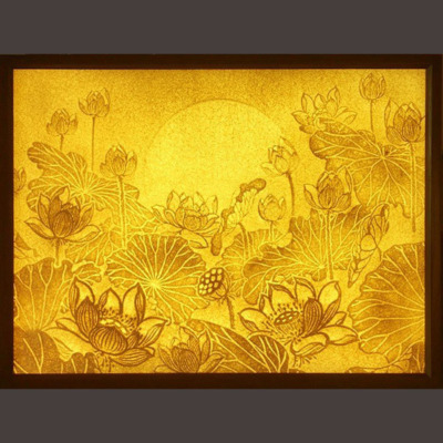 Tranh Điện Hoa Sen Bằng Giấy Dừa Cao Cấp, Nhiều Kích Thước