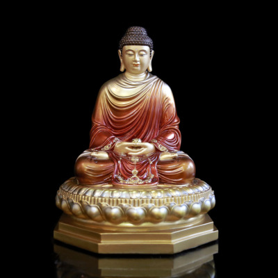 Tượng Phật Thích Ca Ngồi, Chất Liệu Đồng Sơn Màu, Cao 40cm