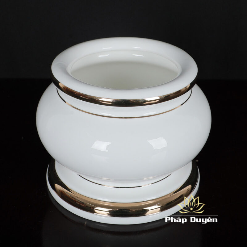 Bát Hương Bằng Sứ Trắng Viền Vàng, Nhiều Kích Thước - Ảnh 3