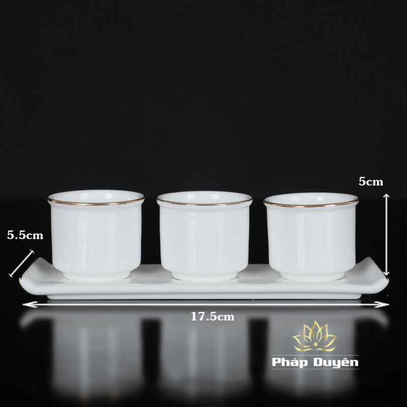 Bộ Đồ Thờ Sứ Trắng Viền Vàng, Nhiều Kích Thước - Ảnh 3