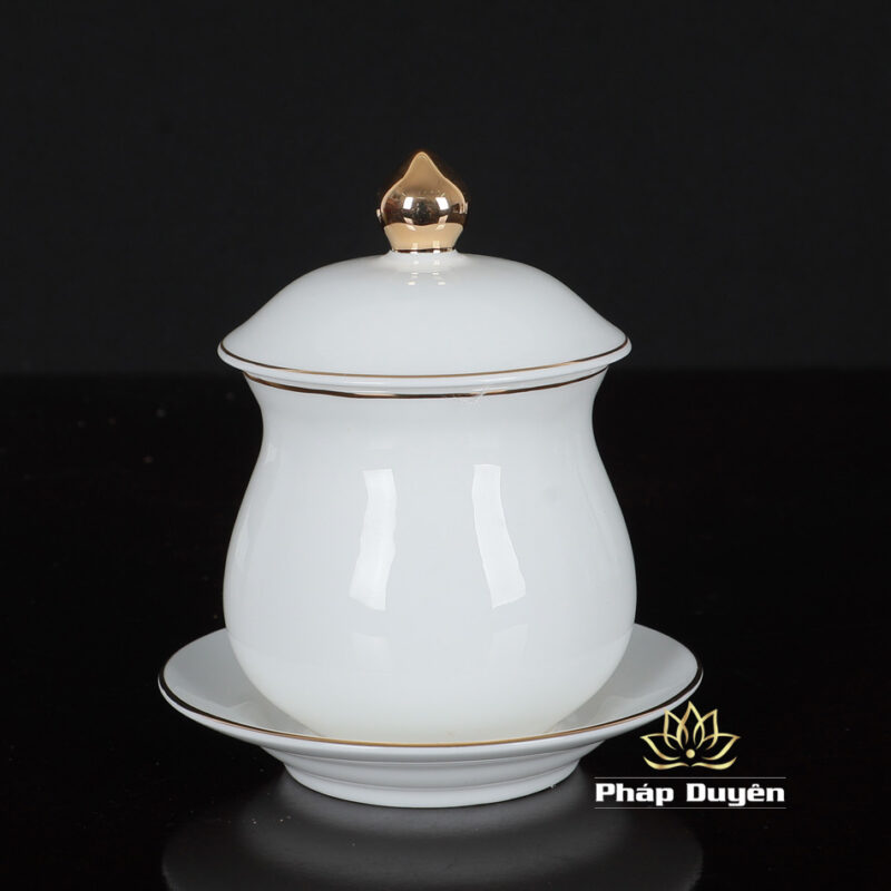 Bộ Đồ Thờ Sứ Trắng Viền Vàng, Nhiều Kích Thước - Ảnh 5