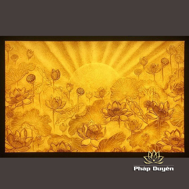 Tranh Điện Hoa Sen Bằng Giấy Dừa Cao Cấp, Nhiều Kích Thước - Ảnh 4