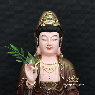 Alternative view of Tượng Đức Quan Âm Ngồi Bằng Composite Sơn Nâu, Cao 40-48cm