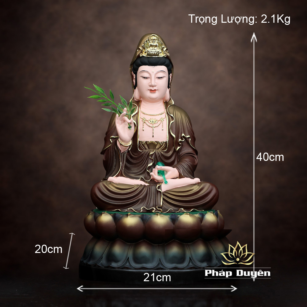 Tượng Đức Quan Âm Ngồi Bằng Composite Sơn Nâu, Cao 40-48cm - ảnh 16