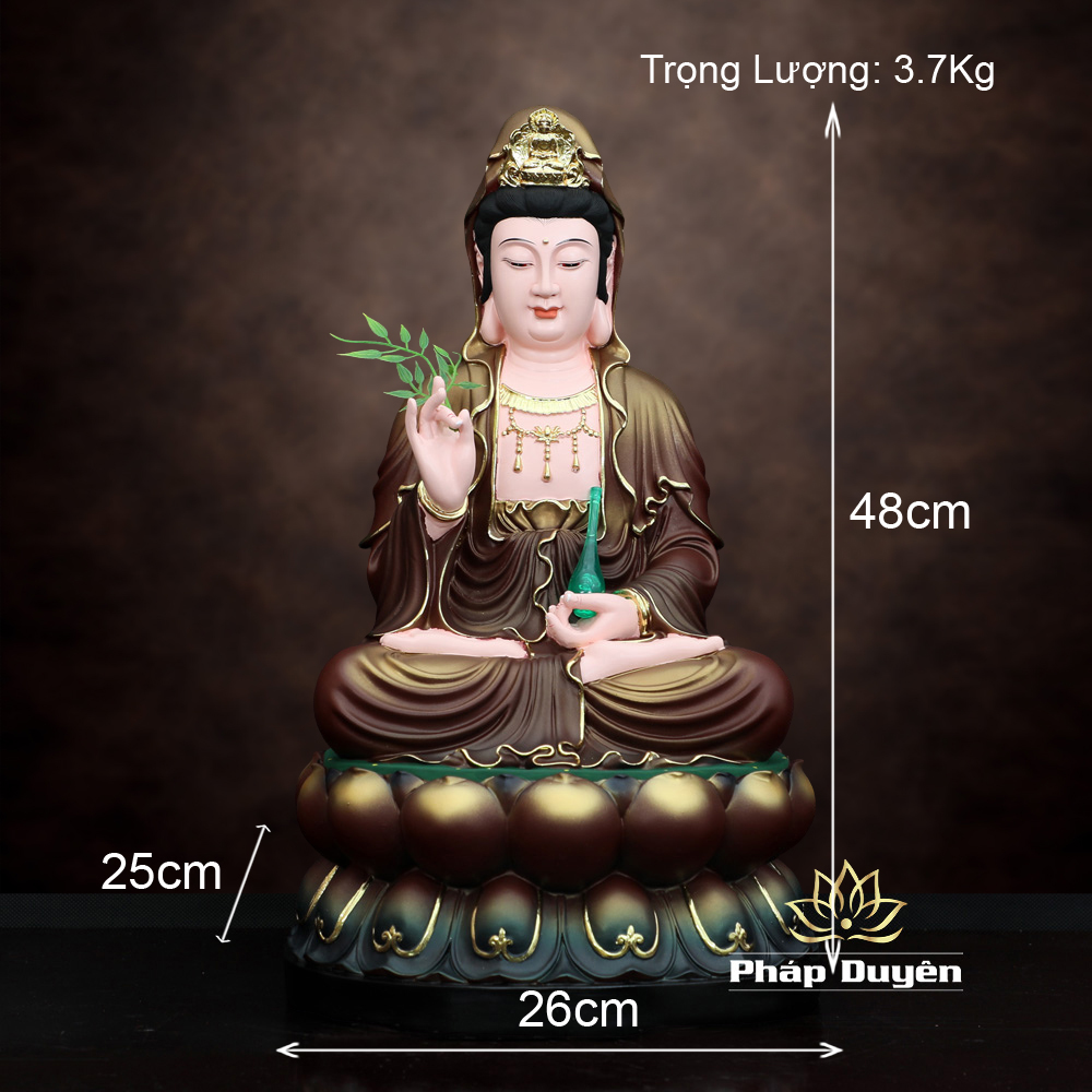 Tượng Đức Quan Âm Ngồi Bằng Composite Sơn Nâu, Cao 40-48cm - ảnh 17