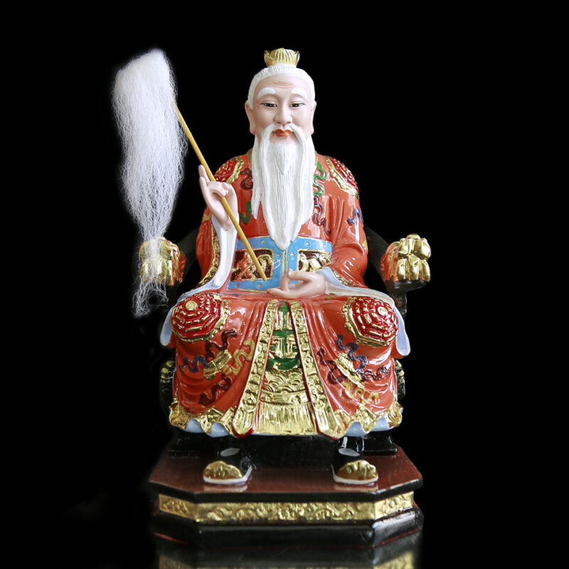 Tượng Ngài Thái Thượng Lão Quân Ngồi Ngai Rồng Bằng Compsit Sơn Đỏ, Cao 30cm