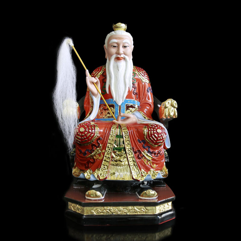 Tượng Ngài Thái Thượng Lão Quân Ngồi Ngai Rồng Bằng Compsit Sơn Đỏ, Cao 40cm