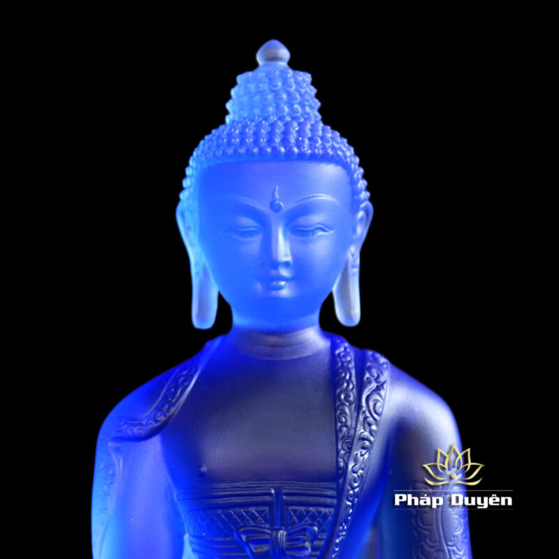 Tượng Phật Dược Sư Lưu Ly Màu Xanh Dương, Cao 25cm - Ảnh 2
