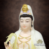 Tượng Quan Âm Bồ Tát Ngồi Non Nước, Chất Liệu Bột Đá Màu Ngọc Cẩm Thạch Viền Vàng, Cao 48cm - ảnh 2