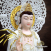 Tượng Quan Âm Bồ Tát Đứng Có Hào Quang Bằng Bột Đá Trắng Viền Vàng, Cao 105cm (Tổng Lá Đề 130cm) - ảnh 2