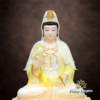 Tượng Quan Âm Bồ Tát Ngồi Non Nước, Chất Liệu Bột Đá Màu Ngọc Cẩm Thạch Viền Vàng, Cao 48cm - ảnh 3