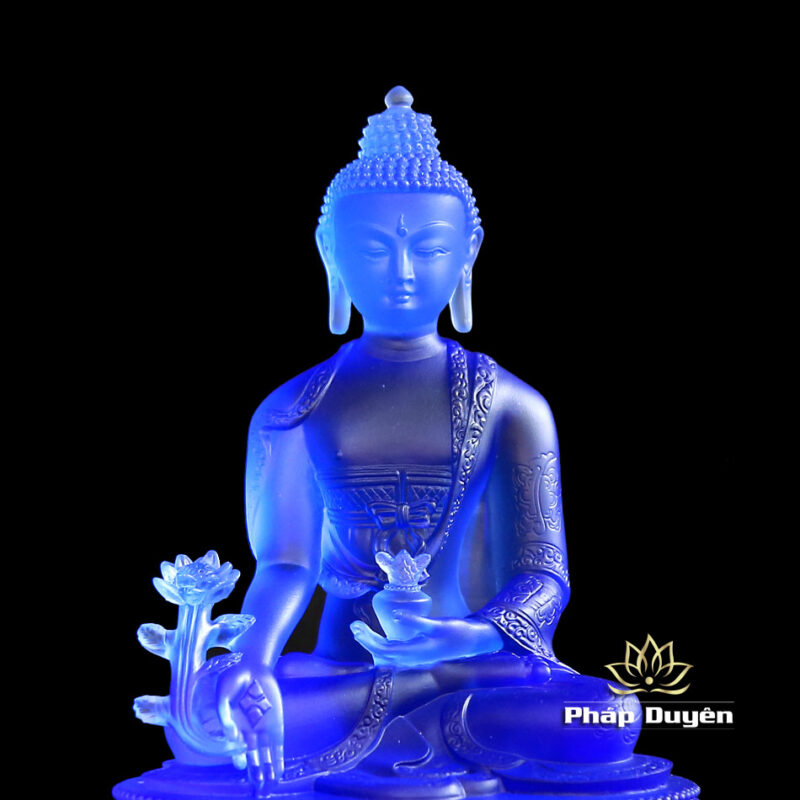 Tượng Phật Dược Sư Lưu Ly Màu Xanh Dương, Cao 25cm - Ảnh 4