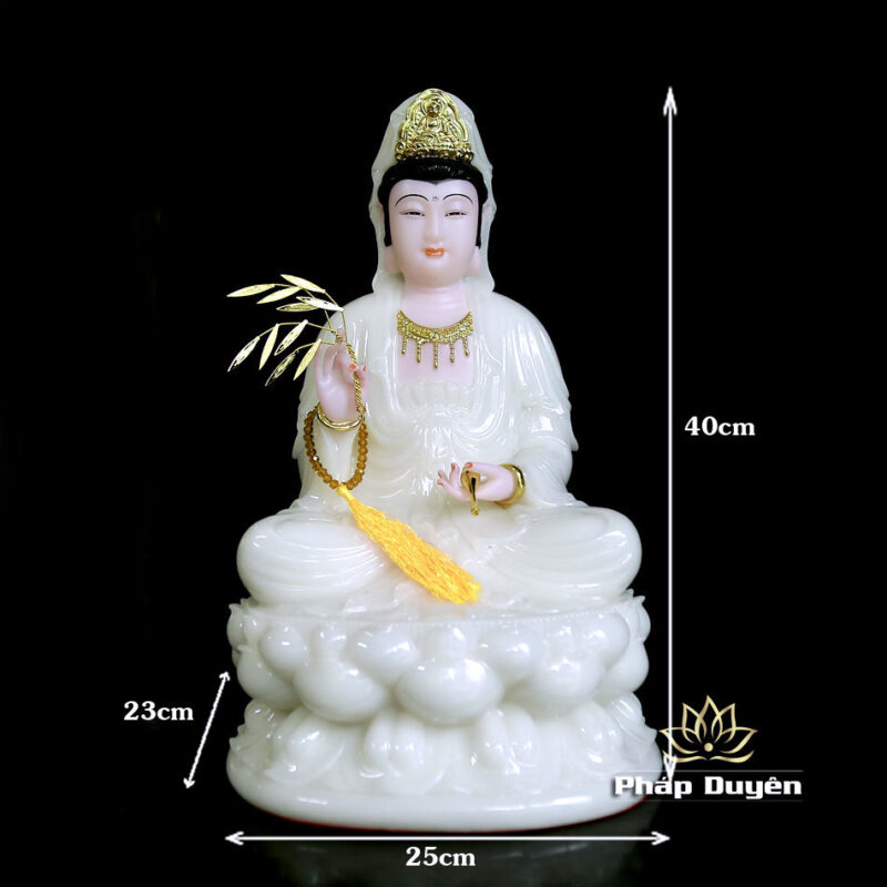 Tượng Quan Âm Bồ Tát, Chất Liệu Bột Đá Trắng, Cao 30cm - 66cm - ảnh 20
