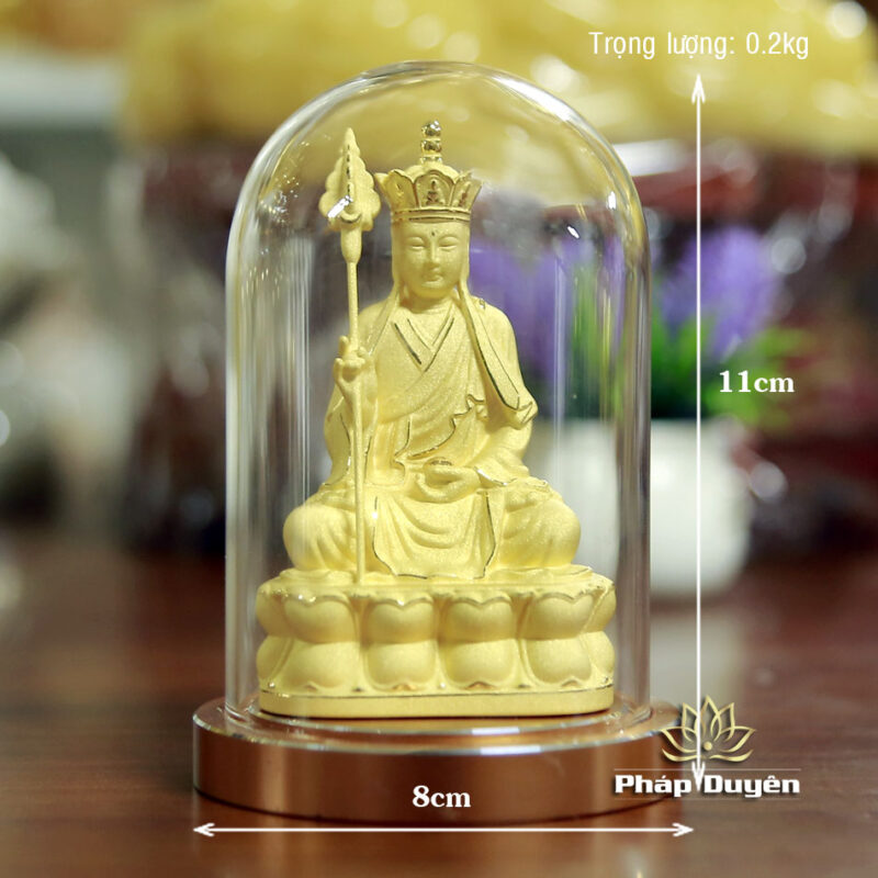 Tượng Để Xe Hình Bồ Tát Địa Tạng Ngồi, Nhung Vàng Kim Sa, Cao 11cm - Ảnh 5