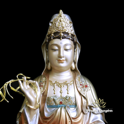 Alternative view of Tượng Quan Âm Ngồi Đài Sen, Bằng Đồng Sơn Cổ, Cao 30cm