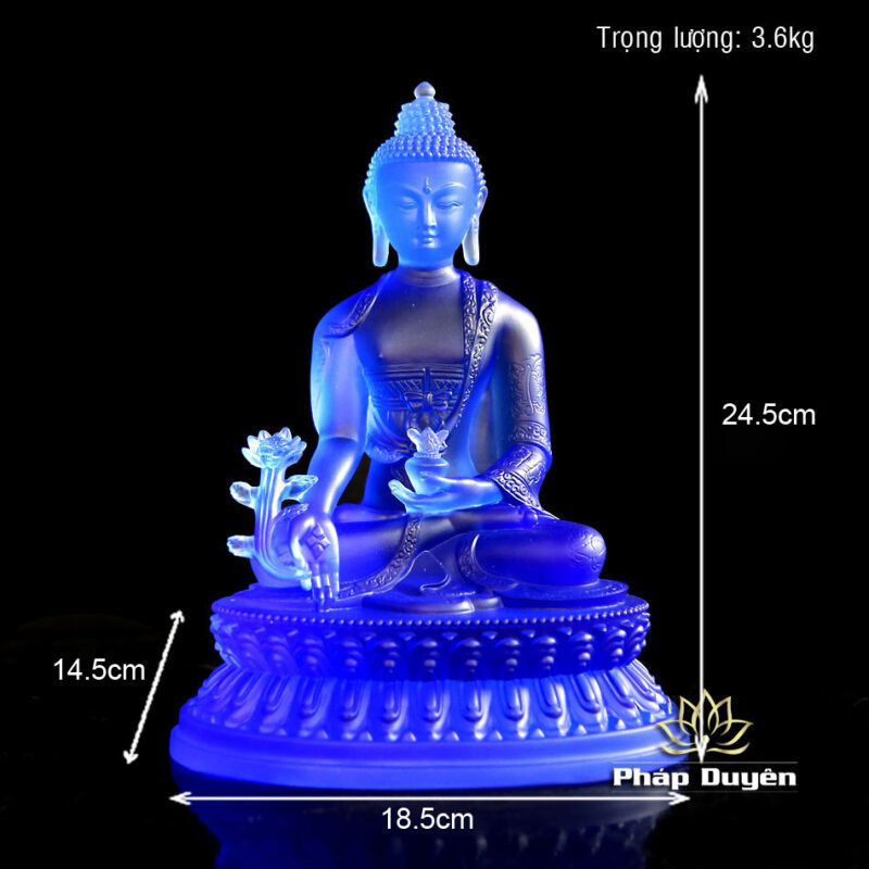 Tượng Phật Dược Sư Lưu Ly Màu Xanh Dương, Cao 25cm - Ảnh 6