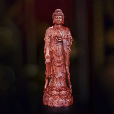 Tượng Phật A Di Đà Đứng Đế Mây, Bằng Gỗ Hương, Cao 80cm