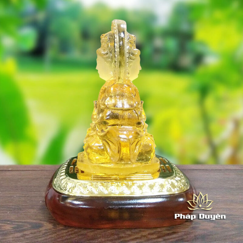 Tượng Để Xe Phật Bà Quan Âm 2 Mặt, Mầu Vàng, Cao 10cm - Ảnh 2