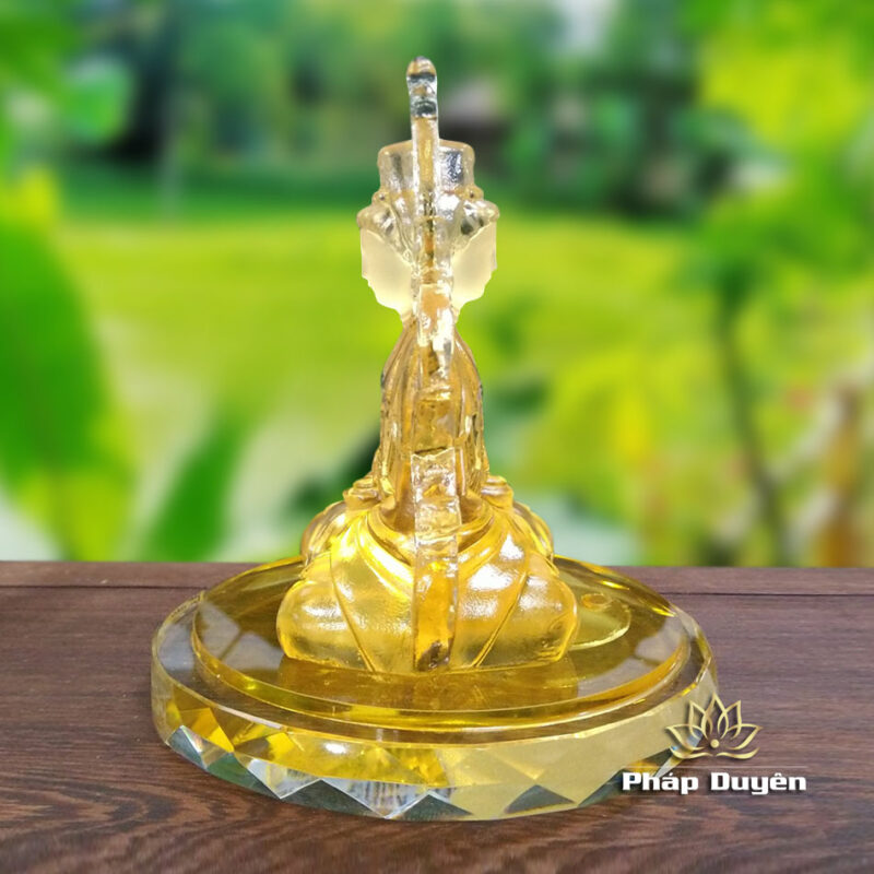 Tượng Để Xe Phật Bà Quan Âm 2 Mặt, Mầu Vàng, Cao 12.4cm - Ảnh 2
