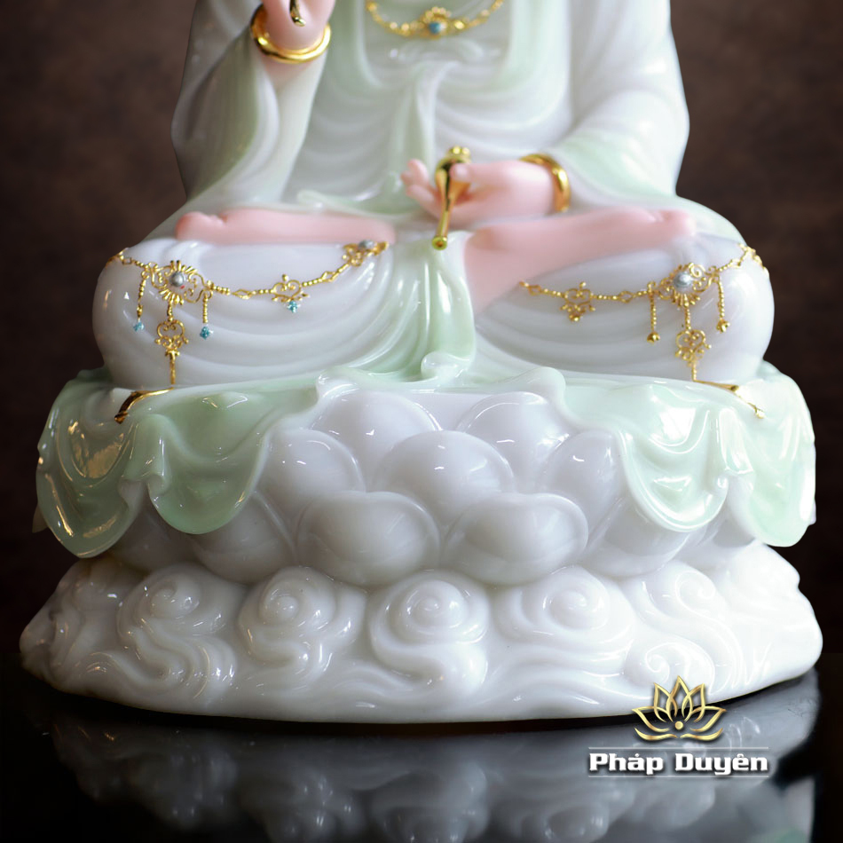 Tượng Quan Âm Bột Đá Màu Thiên Thanh, Cao 40-66cm - ảnh 16