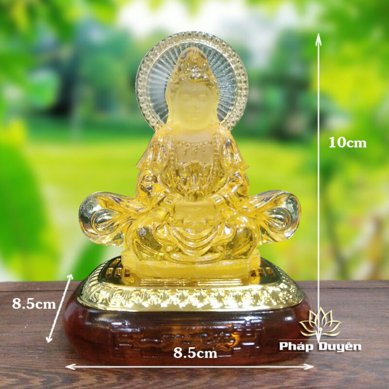 Tượng Để Xe Phật Bà Quan Âm 2 Mặt, Mầu Vàng, Cao 10cm - Ảnh 5