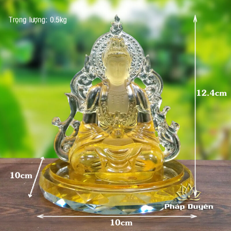 Tượng Để Xe Phật Bà Quan Âm 2 Mặt, Mầu Vàng, Cao 12.4cm - Ảnh 5