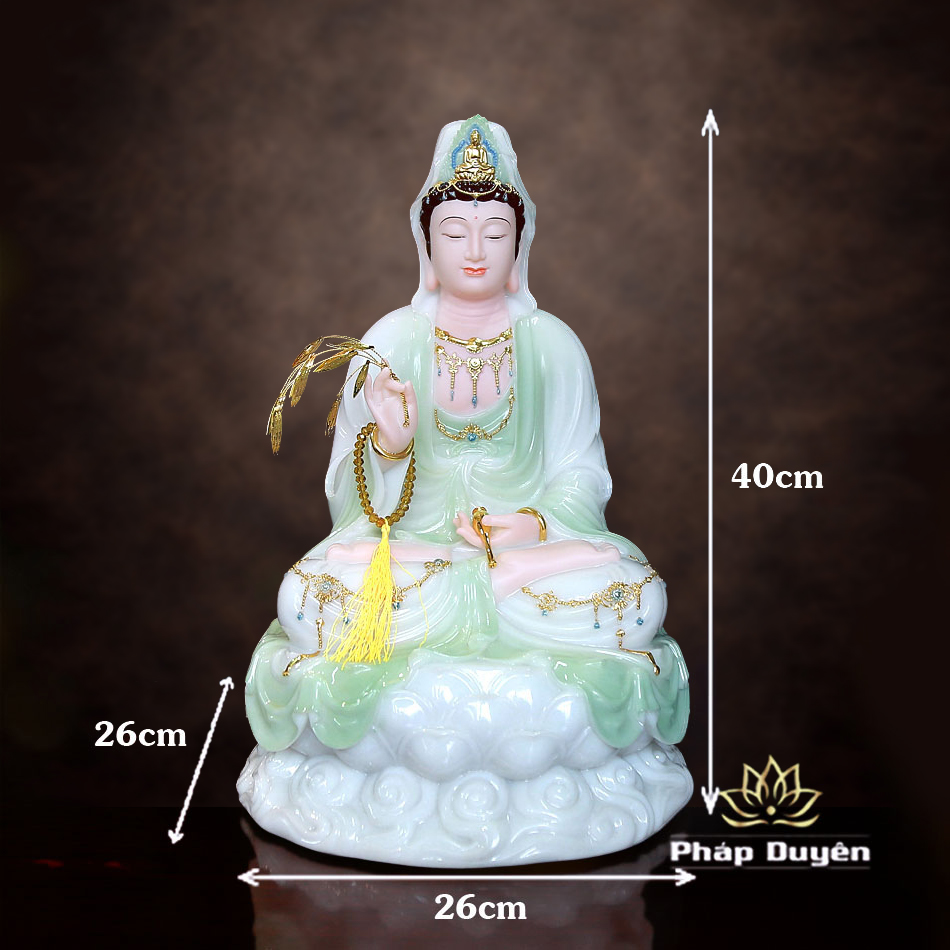 Tượng Quan Âm Bột Đá Màu Thiên Thanh, Cao 40-66cm - ảnh 18