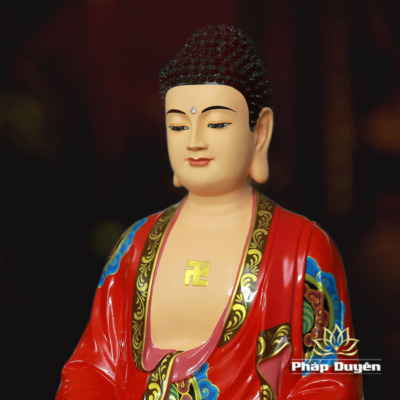 Alternative view of Tượng Phật A Di Đà Ngồi Đài Sen, Composite Màu Vàng Vẽ, Cao 120cm