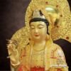 Tượng Quan Âm Ngồi Đài Sen, Đế Vuông, Bằng Đồng Mạ Vàng, Cao 48cm (Tổng Lá Đề 58cm) - ảnh 2
