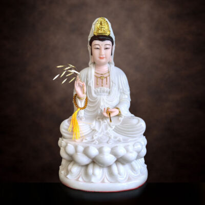 Tượng Quan Âm Bồ Tát, Chất Liệu Bột Đá Trắng, Cao 30cm - 66cm