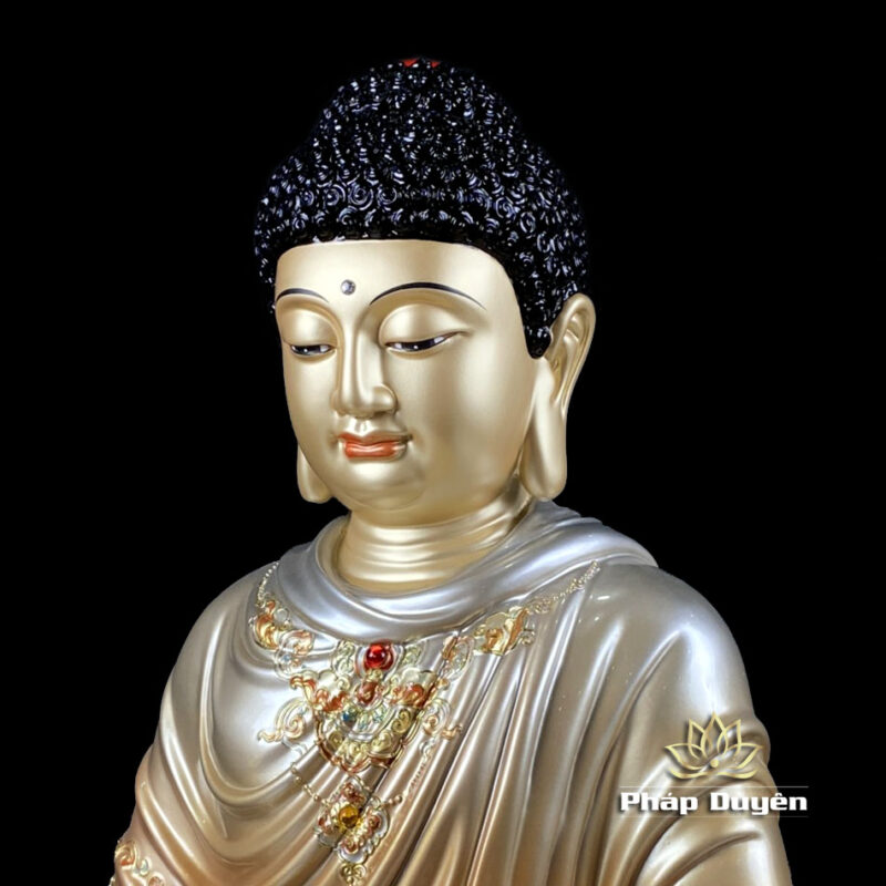 Bộ Tượng Hoa Nghiêm Tam Thánh Bằng Đồng Sơn Men Cổ, Cao 48cm - Ảnh 4