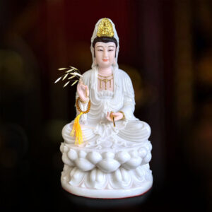 Tượng Quan Âm Bồ Tát, Chất Liệu Bột Đá Trắng, Cao 48cm