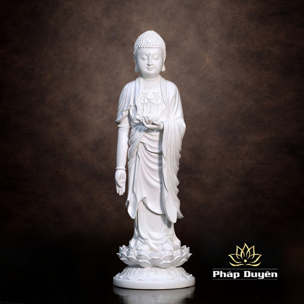 Tượng Phật A Di Đà Tịnh Tông Màu Trắng, Composit ,Cao 48cm - ảnh 5