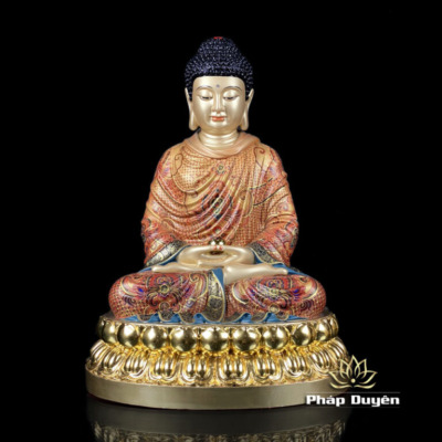 Alternative view of Bộ Tượng Hoa Nghiêm Tam Thánh Bằng Đồng Vẽ Gấm, Đế Tròn Cao 48cm