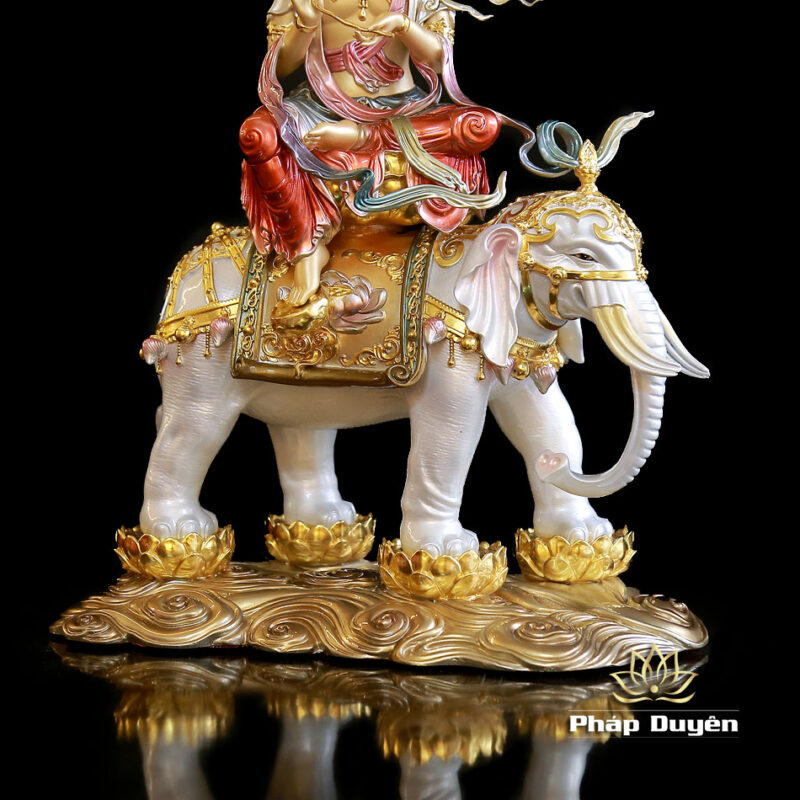 Bộ Tượng Hoa Nghiêm Tam Thánh Bằng Đồng Sơn Men Cổ, Cao 48cm - Ảnh 10