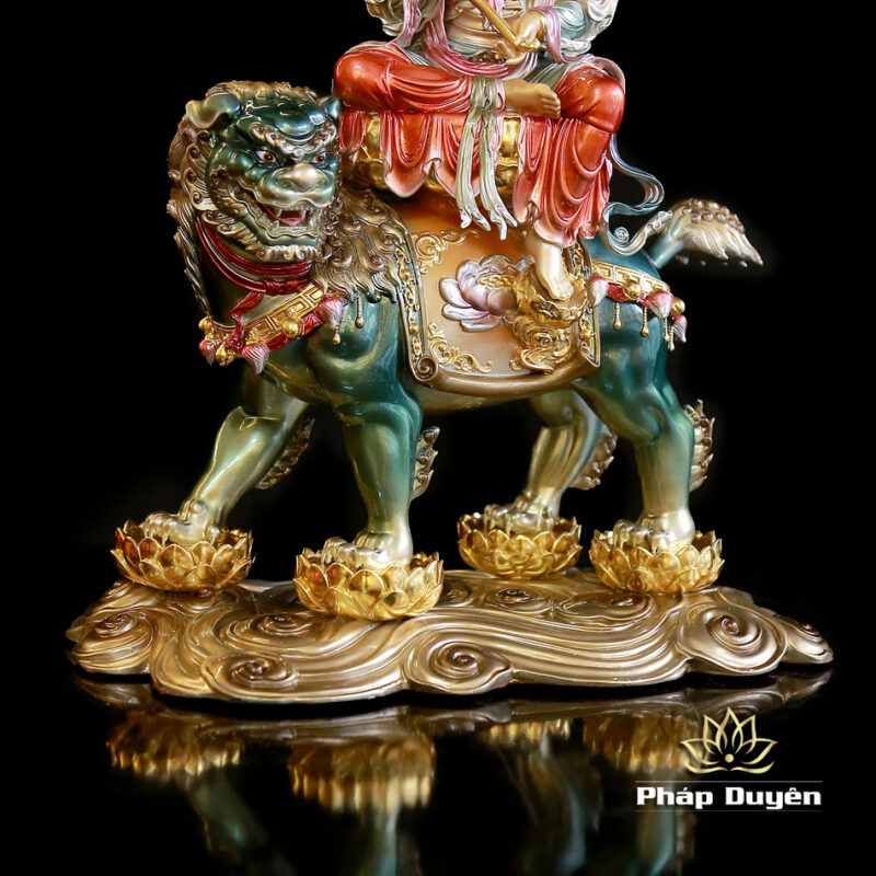 Bộ Tượng Hoa Nghiêm Tam Thánh Bằng Đồng Sơn Men Cổ, Cao 48cm - Ảnh 14