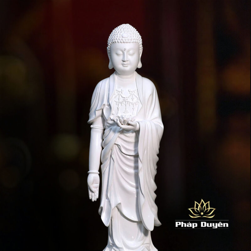 Tượng Phật A Di Đà Tịnh Tông Màu Trắng, Composit ,Cao 48cm - Ảnh 4