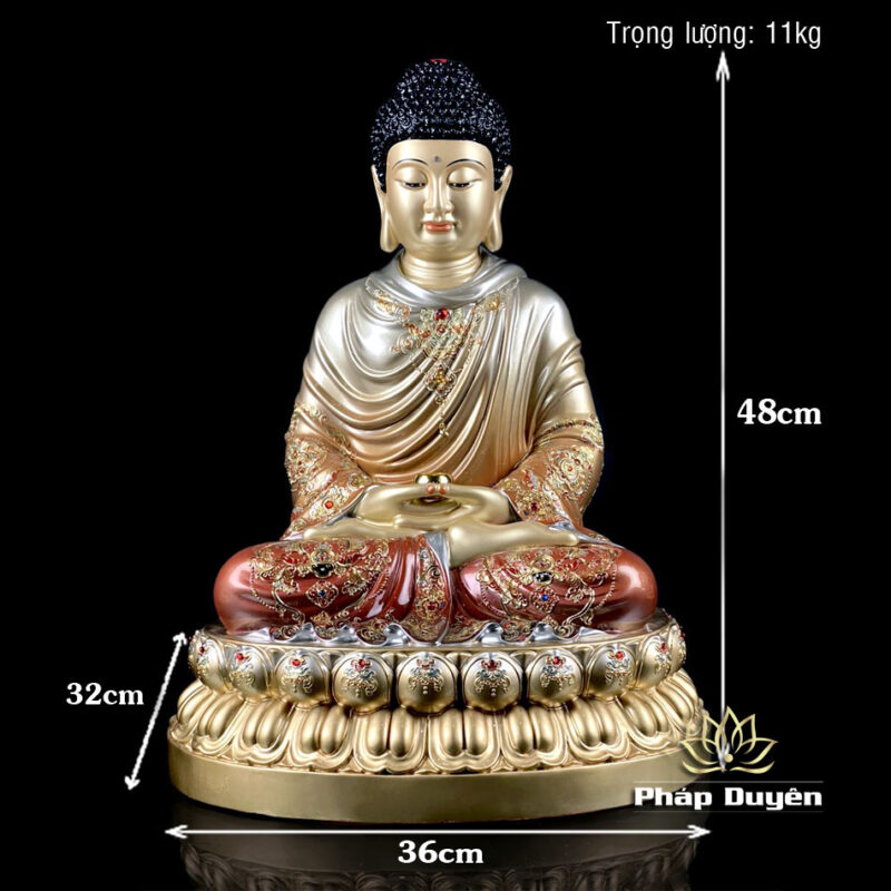 Bộ Tượng Hoa Nghiêm Tam Thánh Bằng Đồng Sơn Men Cổ, Cao 48cm - Ảnh 15
