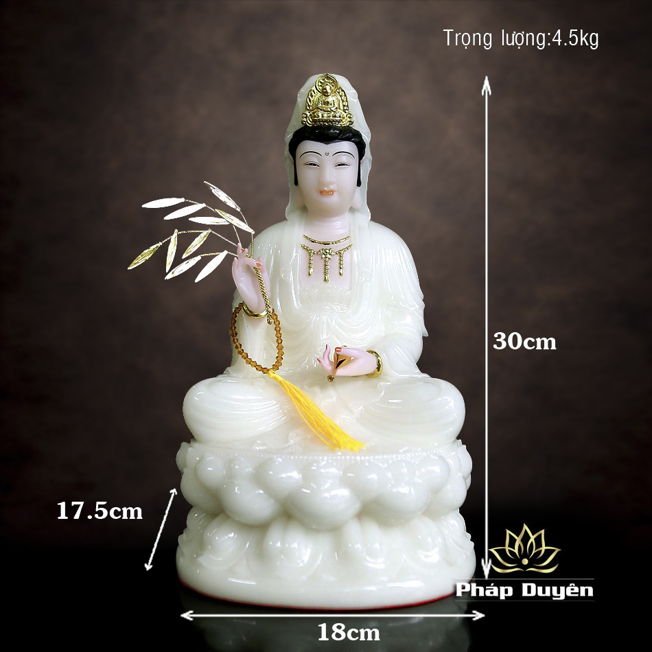 Tượng Quan Âm Bồ Tát, Chất Liệu Bột Đá Trắng, Cao 30cm - 66cm - ảnh 18