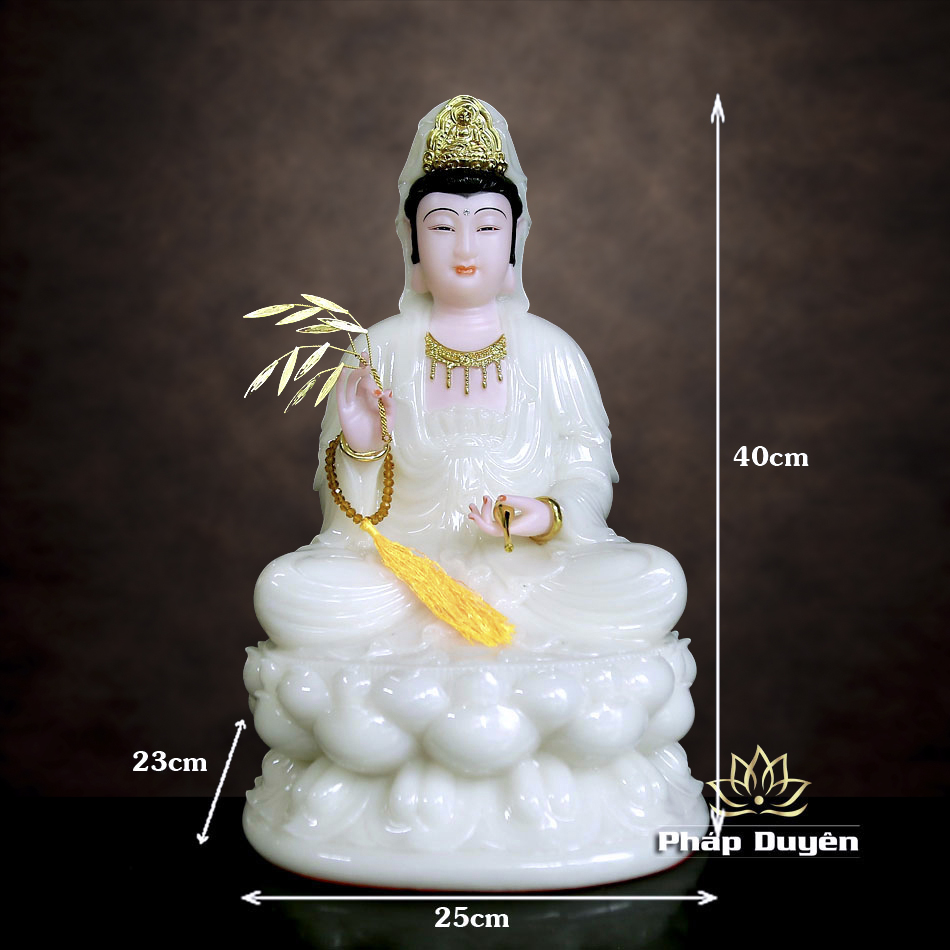 Tượng Quan Âm Bồ Tát, Chất Liệu Bột Đá Trắng, Cao 30cm - 66cm - ảnh 20