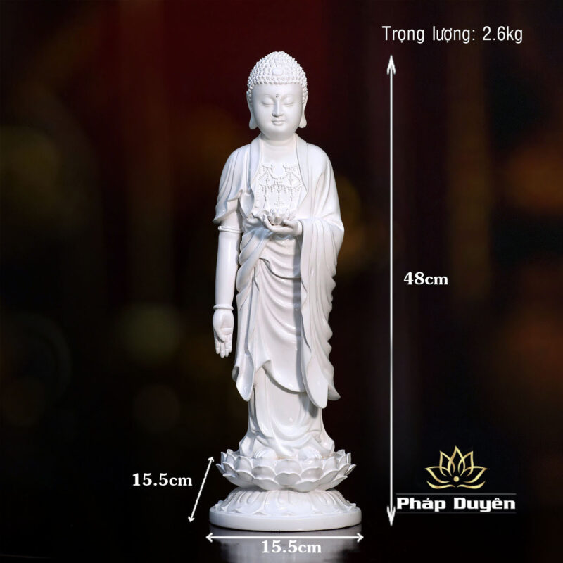 Tượng Phật A Di Đà Tịnh Tông Màu Trắng, Composit ,Cao 48cm - Ảnh 6