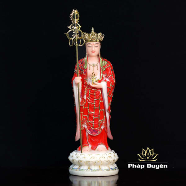 Tượng Địa Tạng Bồ Tát Đứng Bằng Bột Đá Sơn Đỏ, Cao 40cm - ảnh 10